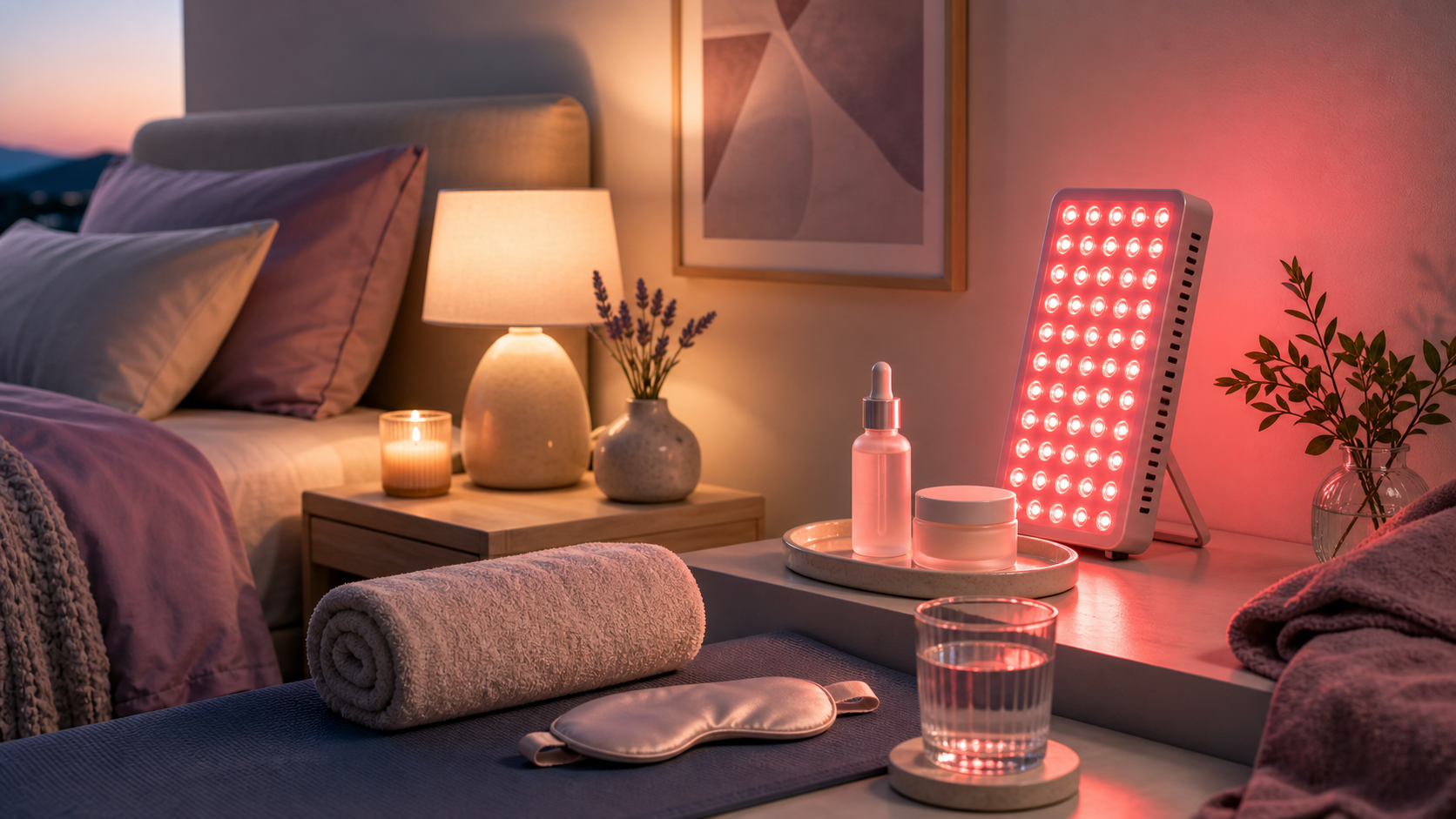Editorial cover image for SOLRA article: Red Light Wellness Through Midlife: Skin, Sleep, Recovery, and Daily Routines