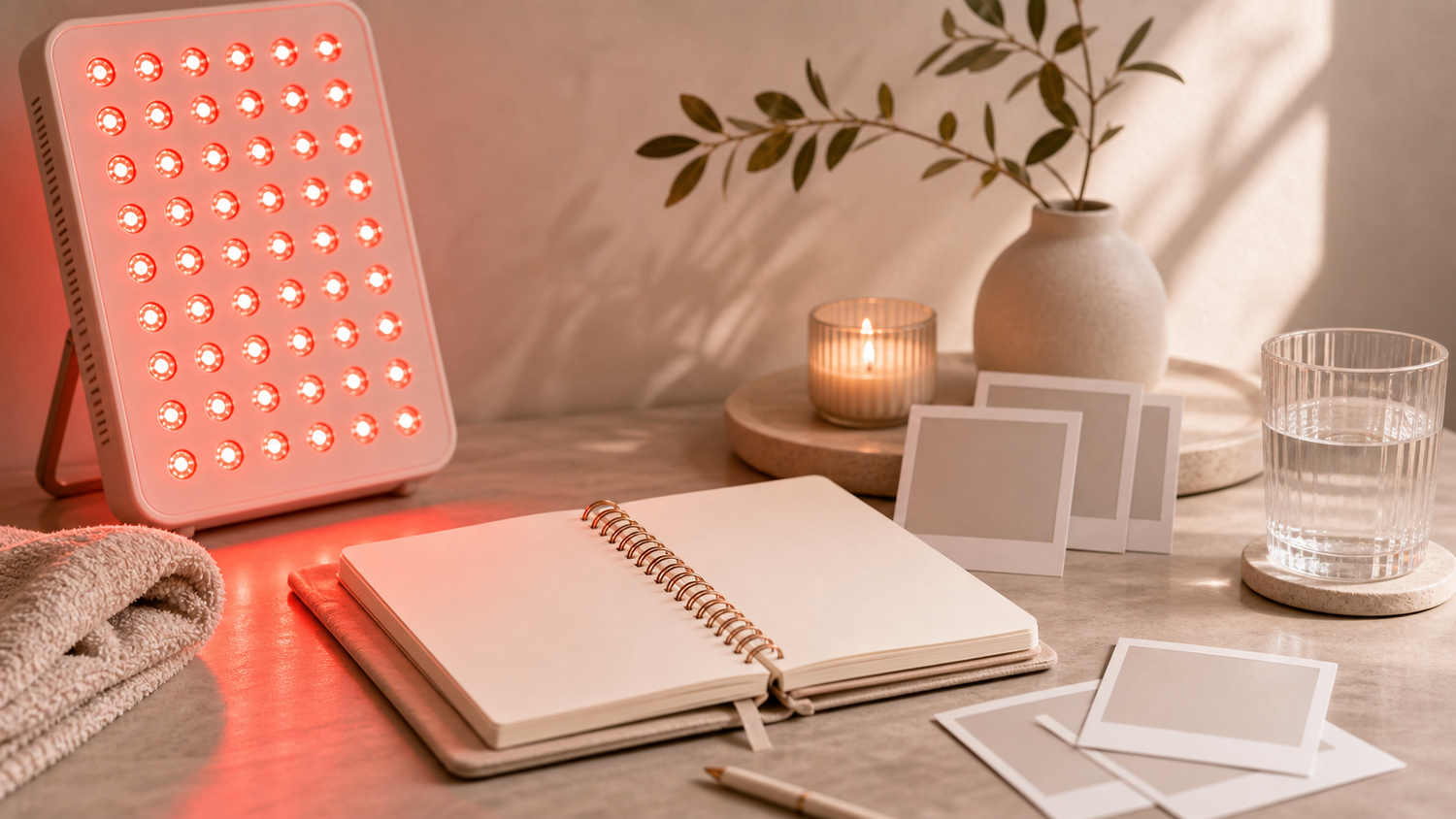 Editorial cover image for SOLRA article: How to Track Your Red Light Wellness Progress: Photos, Journaling & Realistic Markers