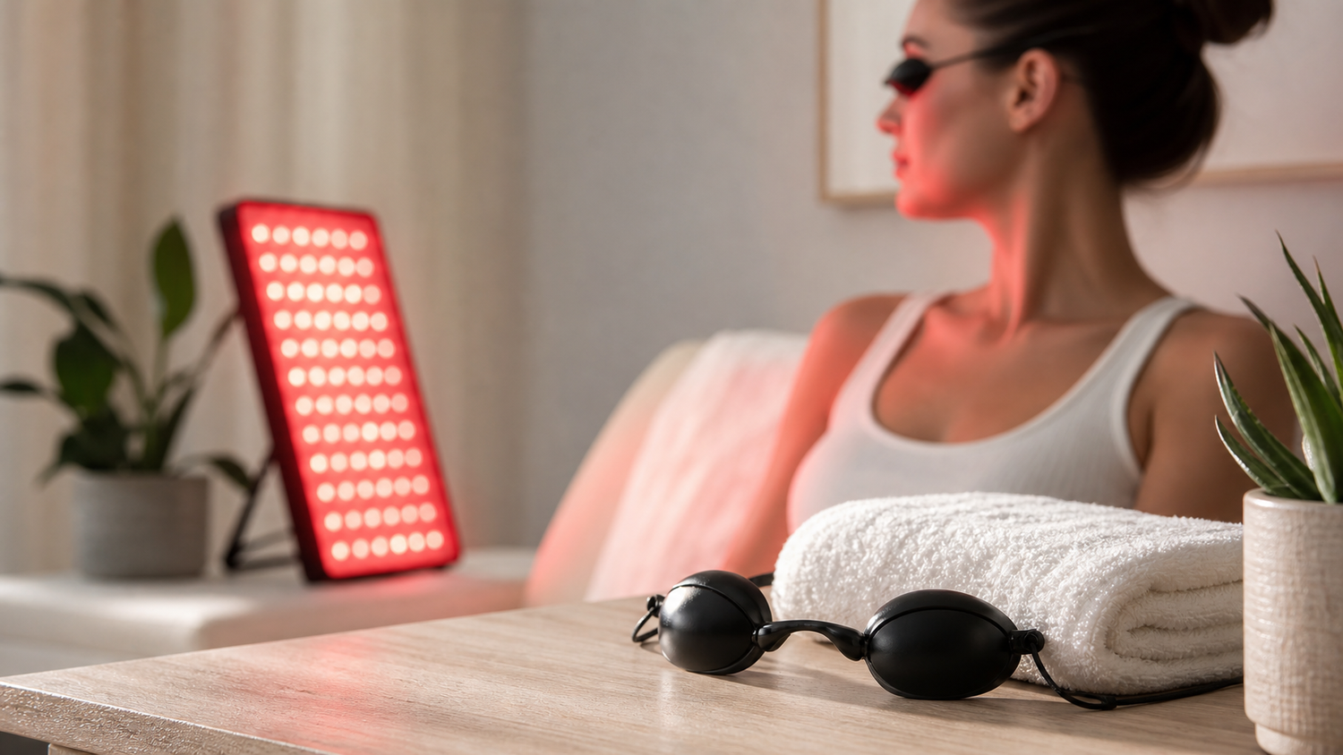 Editorial cover image for SOLRA article: Red Light Therapy Goggles & Eye Safety: Do You Need Them?