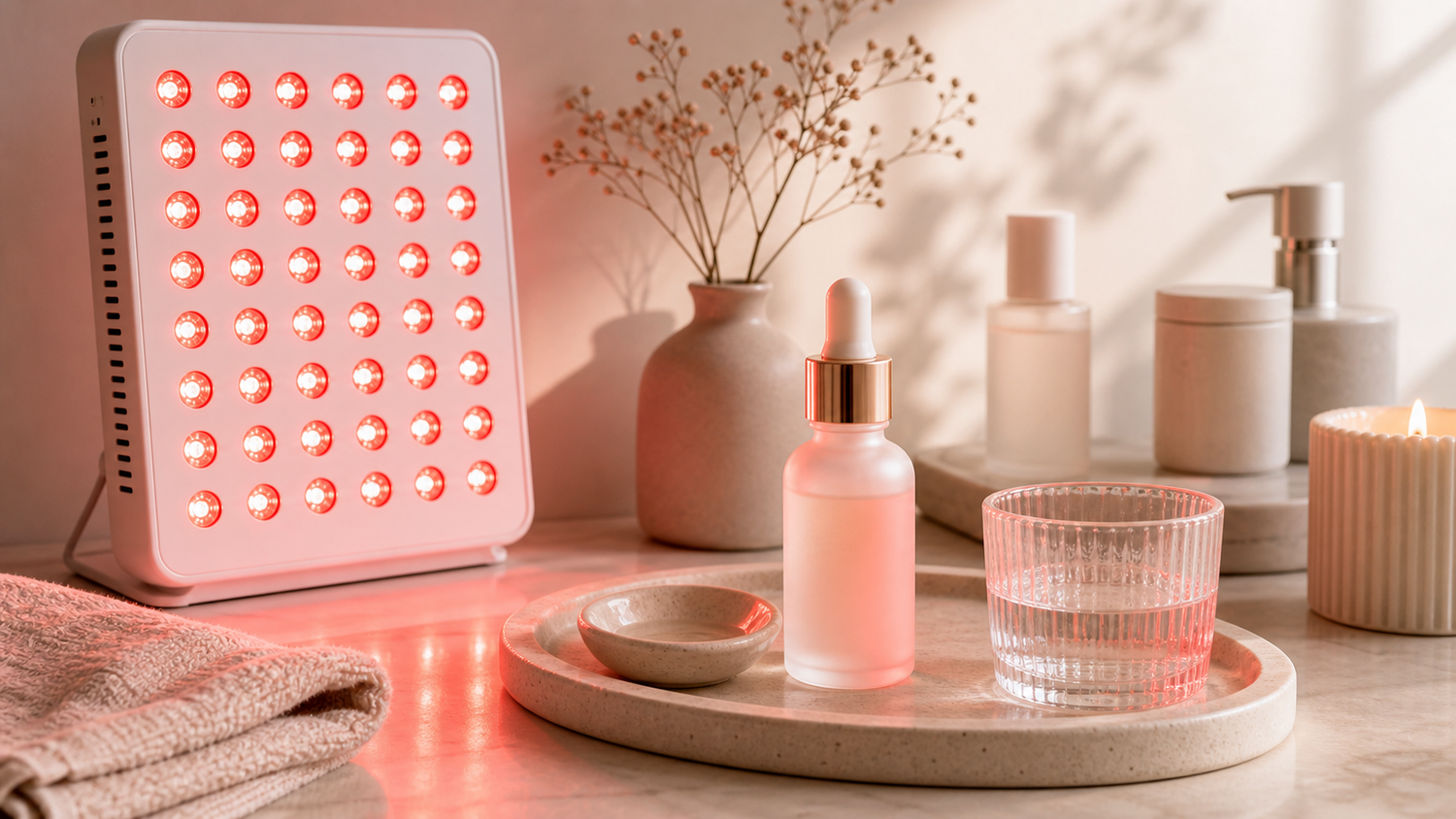 Editorial cover image for SOLRA article: Red Light Wellness for Skin: 660nm Wavelengths and Anti-Aging Routines