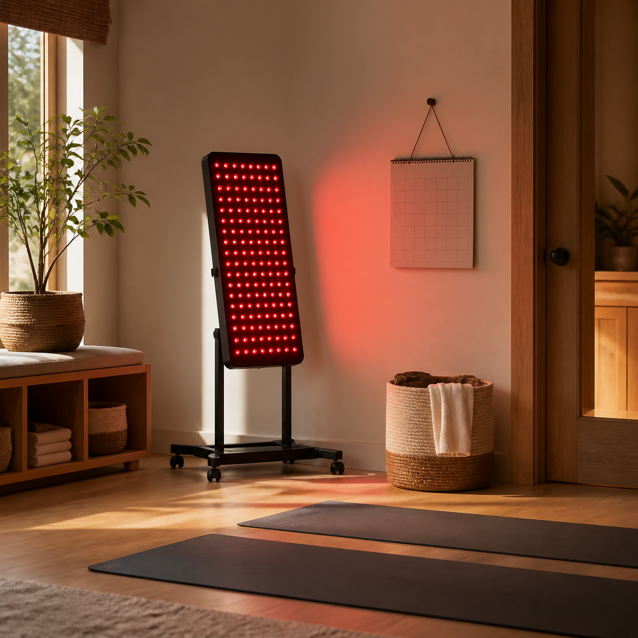 SOLRA blog cover: Sharing a Red Light Panel at Home: Schedules, Setup, and Storage