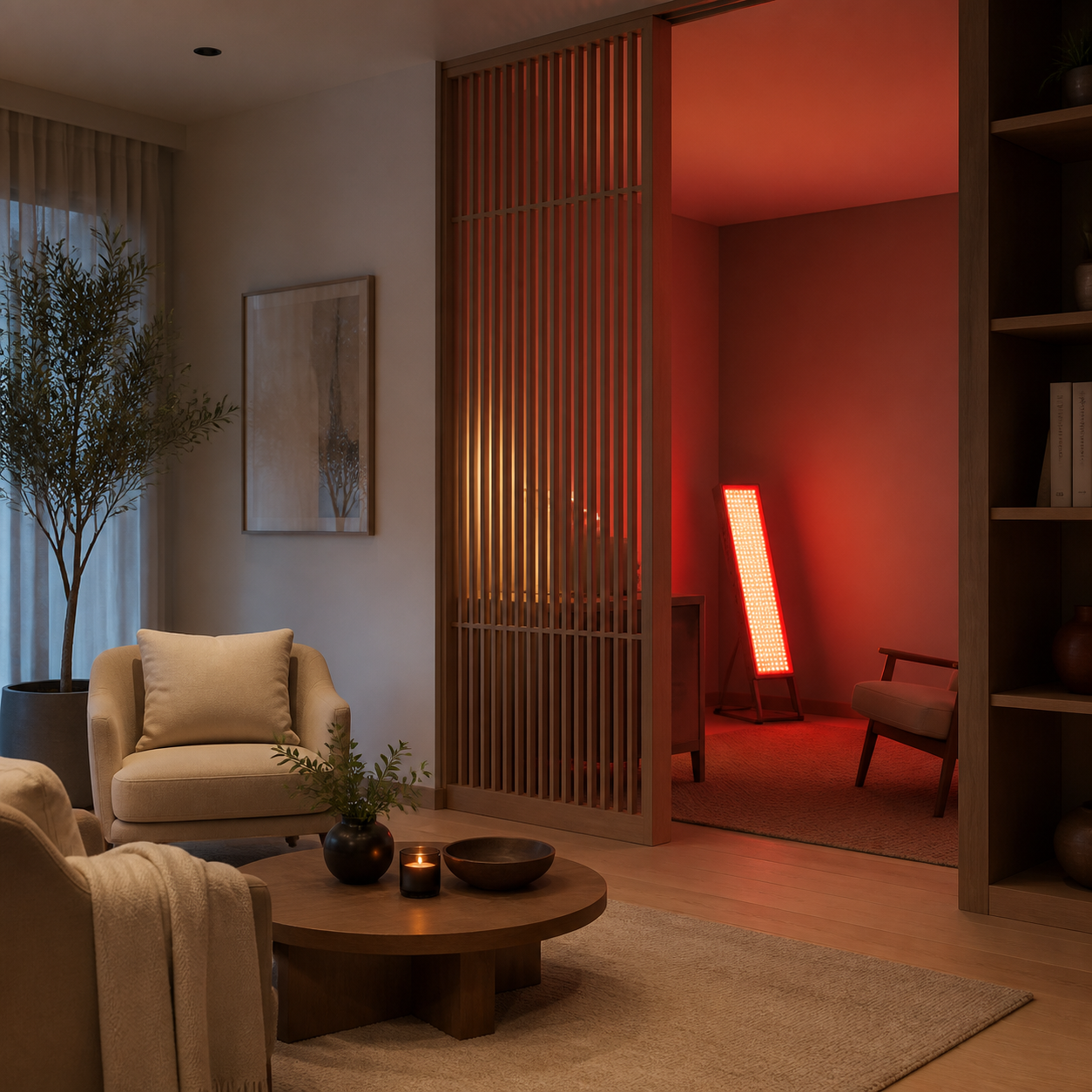 SOLRA blog cover: Using a Red Light Panel in a Shared Space: Light Spill, Privacy, and Routine