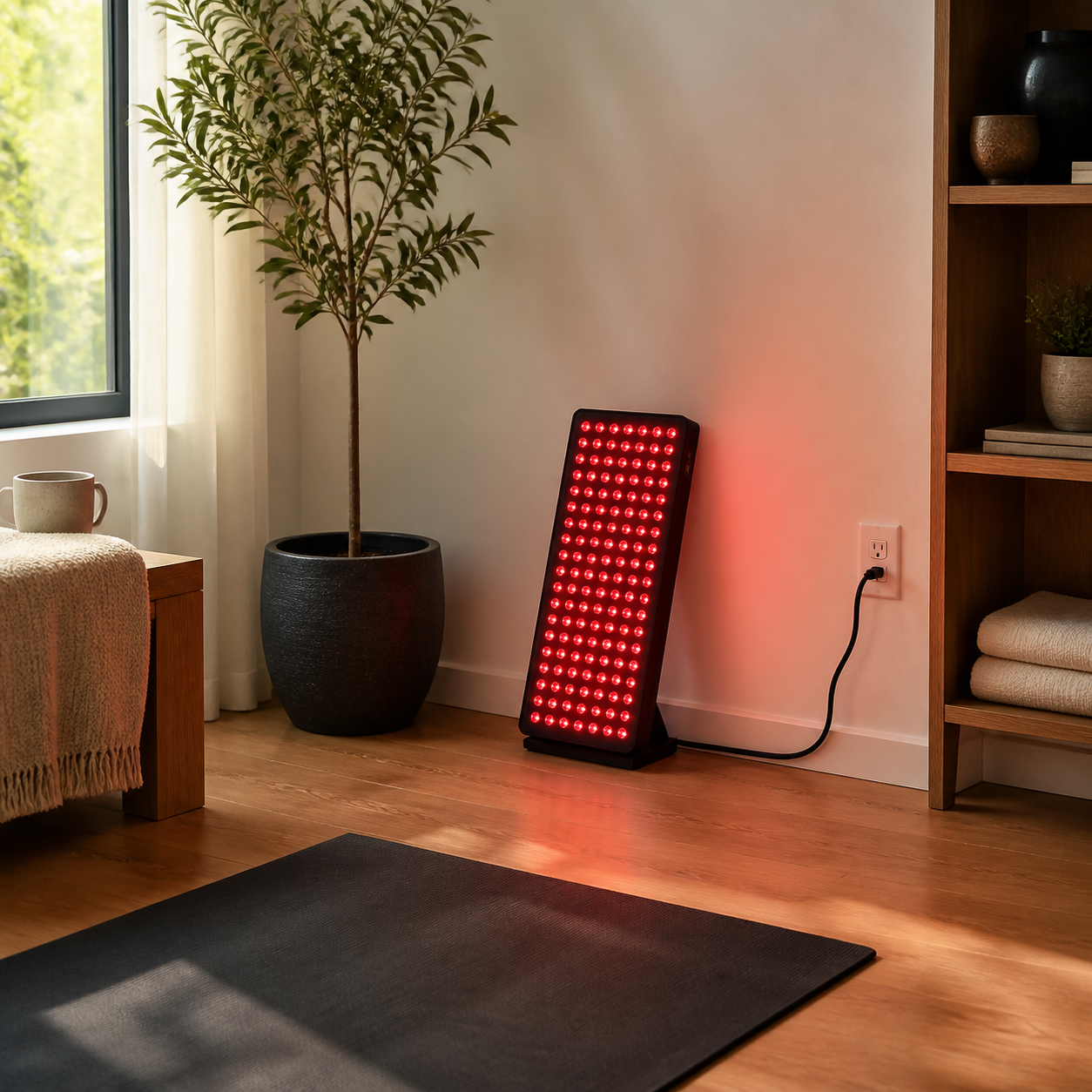 SOLRA blog cover: Red Light Panel Power Cord and Outlet Setup: A Simple Home Checklist