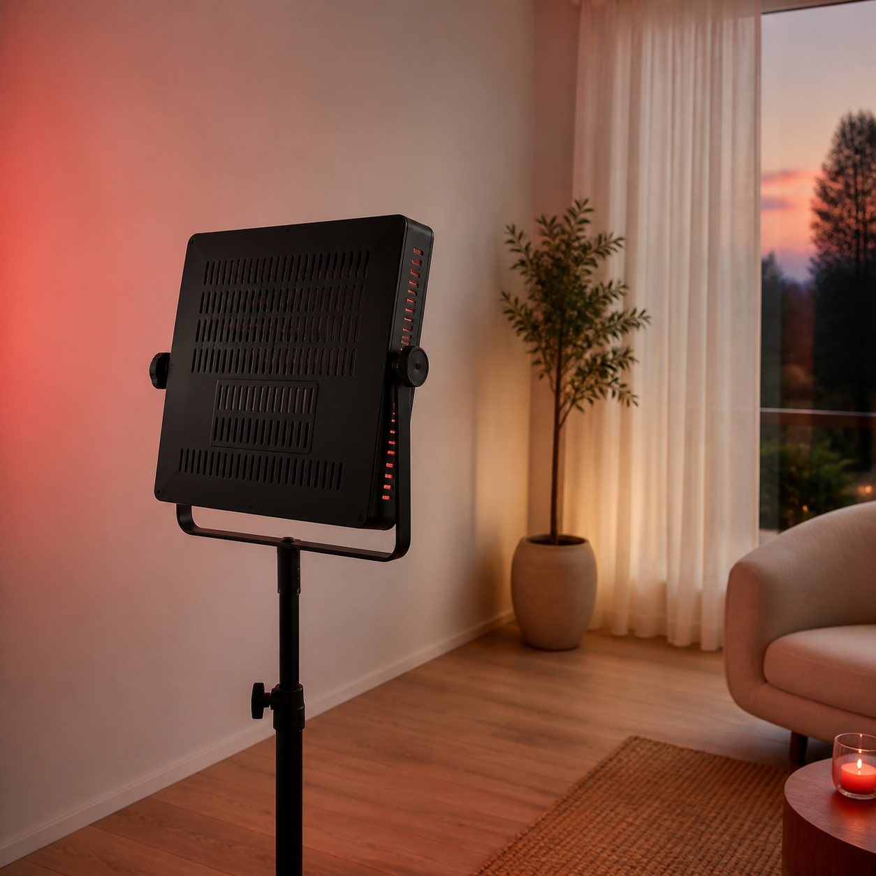 SOLRA blog cover: Red Light Panel Ventilation and Heat: A Practical Home Setup Guide