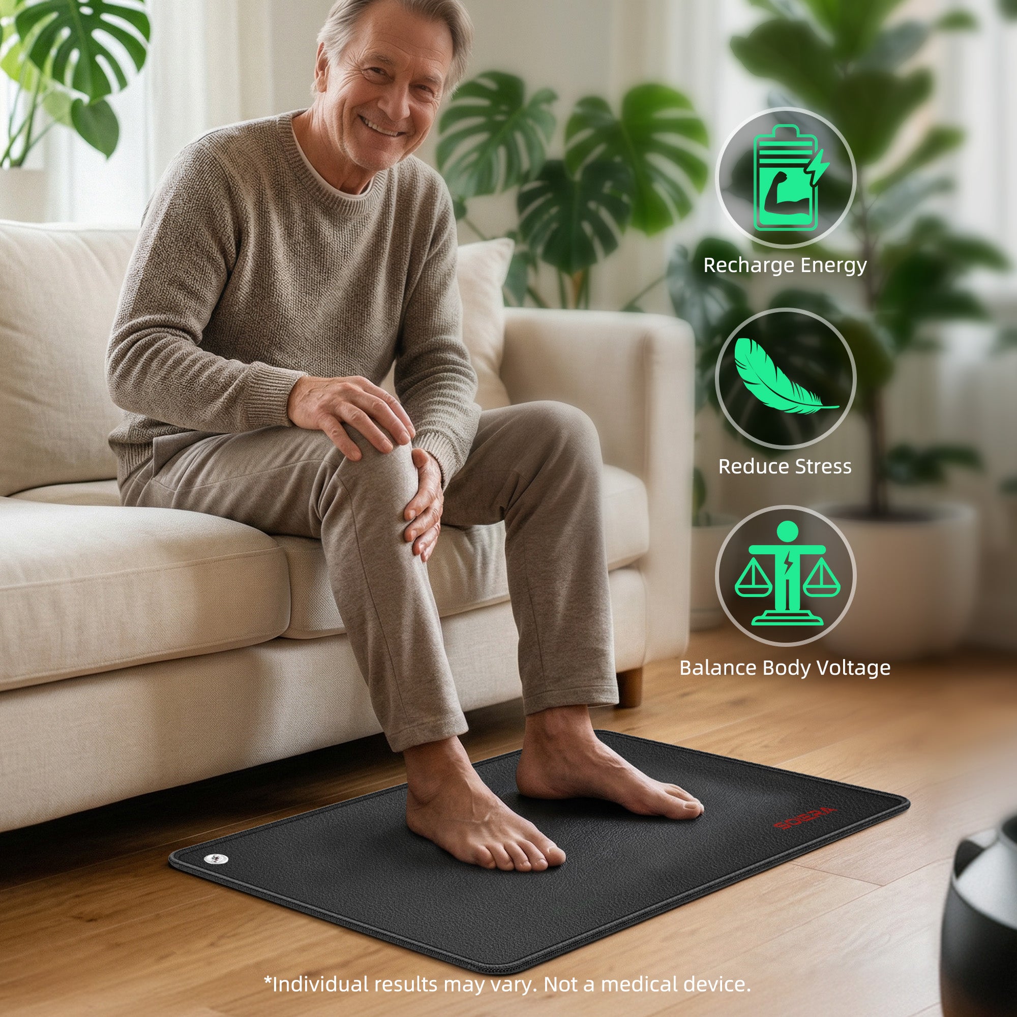 Relax at home — recharge energy, reduce stress, balance body voltage